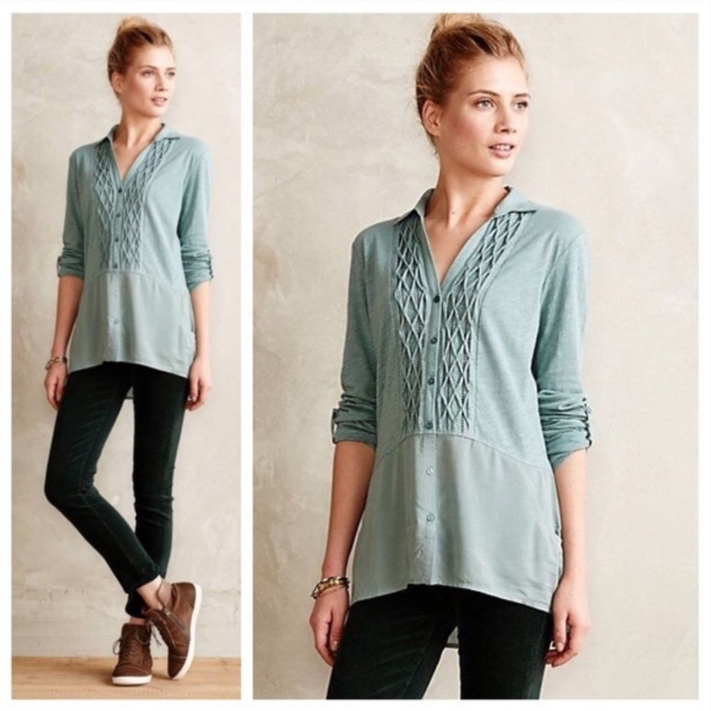 Meadow rue button down peplum top